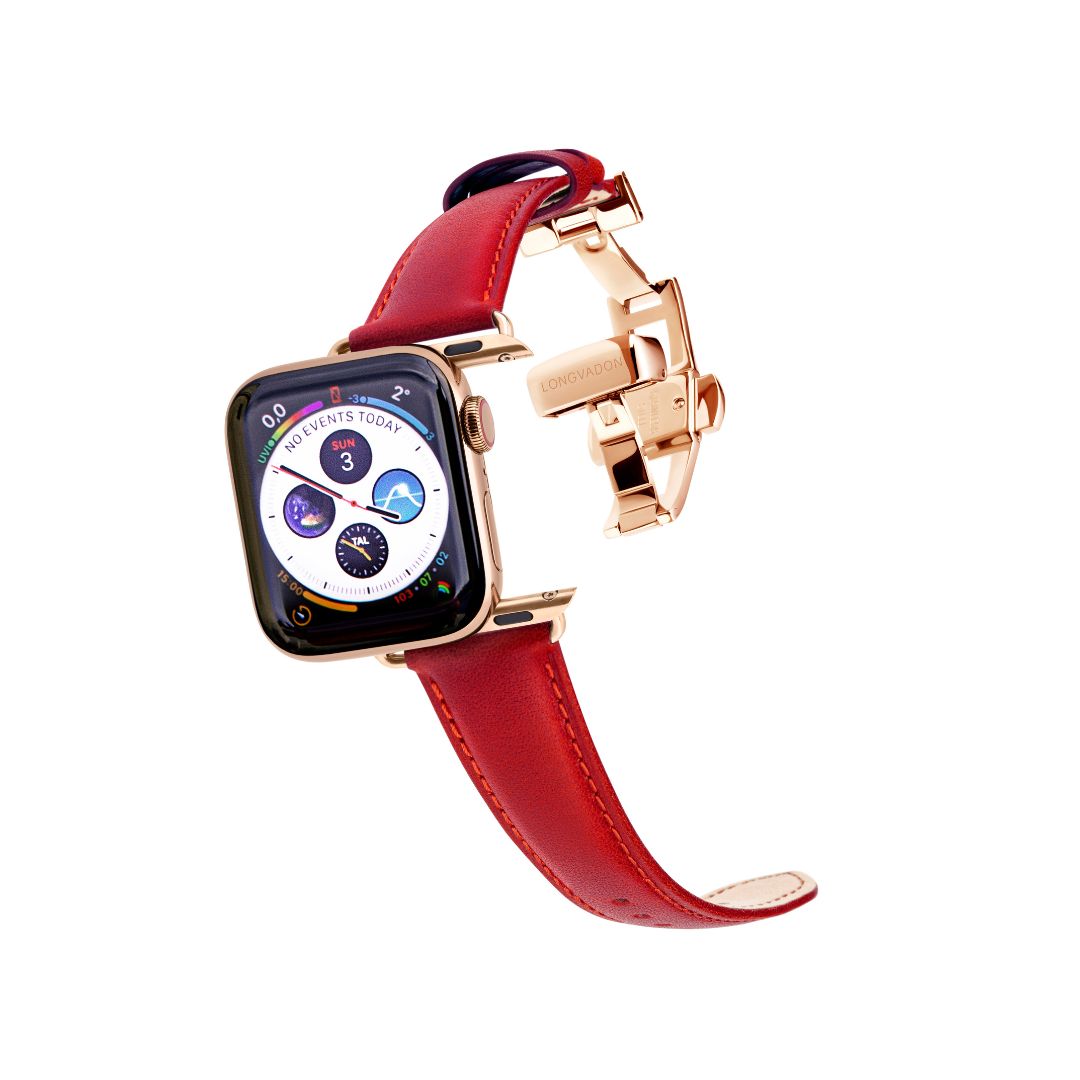 Dámský červený řemínek pro Apple Watch.